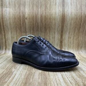 TM Lewin Saint James Men's Size 10 Black Leather Oxford Cap Toe Dress Shoes‎